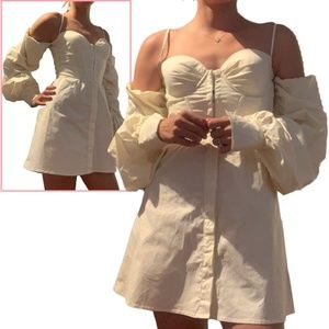 NWOT Oh Polly! white, ivory, long ballooned sleeved corset top dress